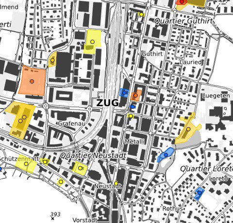 Karte mit belasteten Standorten