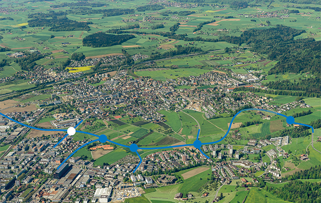 Luftbild Übersicht Tangente Unterführung Zugerstrasse