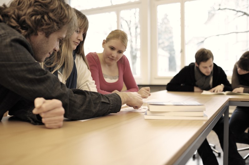 students studying in groups