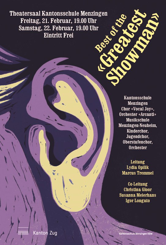 Bild mit einem übergrossen Ohr das Musik hört