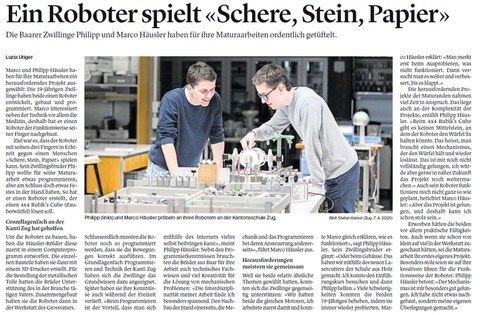 Ein Roboter spielt "Schere, Stein, Papier"