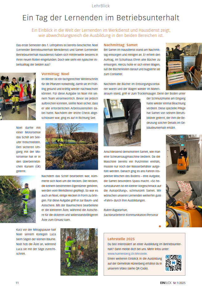 Ein Tag der Lernenden im Betriebsunterhalt