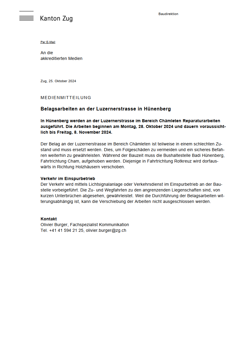 Belegsarbeiten an der Luzernerstrasse