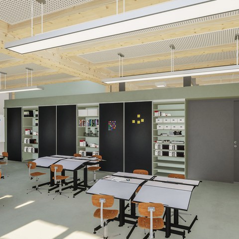 Blick in ein neues Schulzimmer