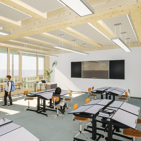 Blick in ein neues Schulzimmer