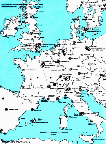 Grafik Flughafensystem Schweiz in Europa